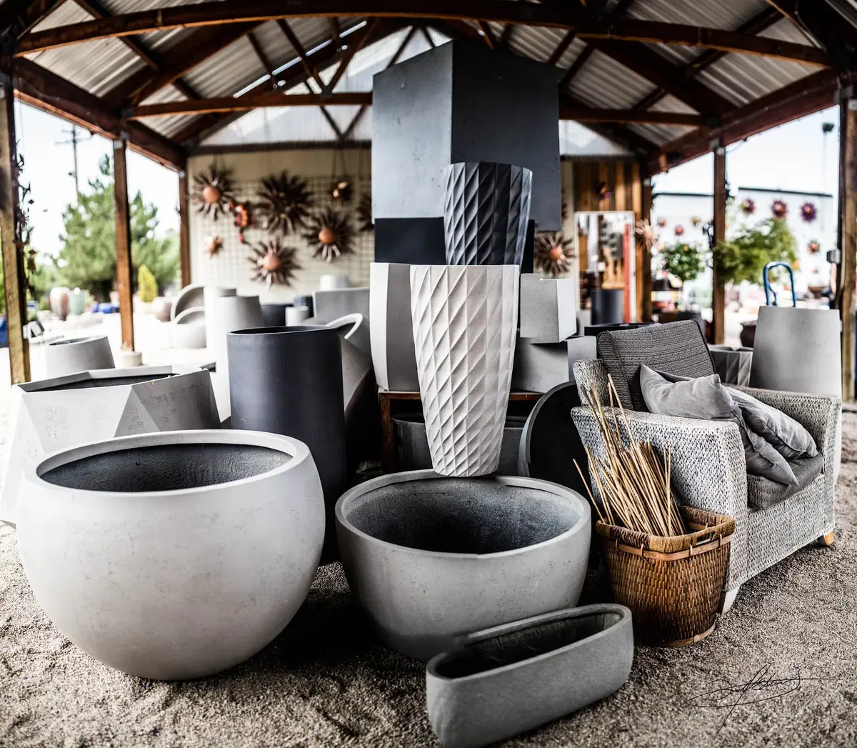 display of botanicals exclusive pottery