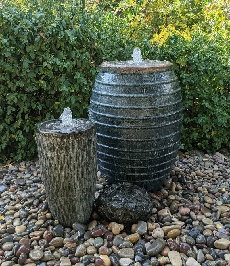 double fountain in landscape