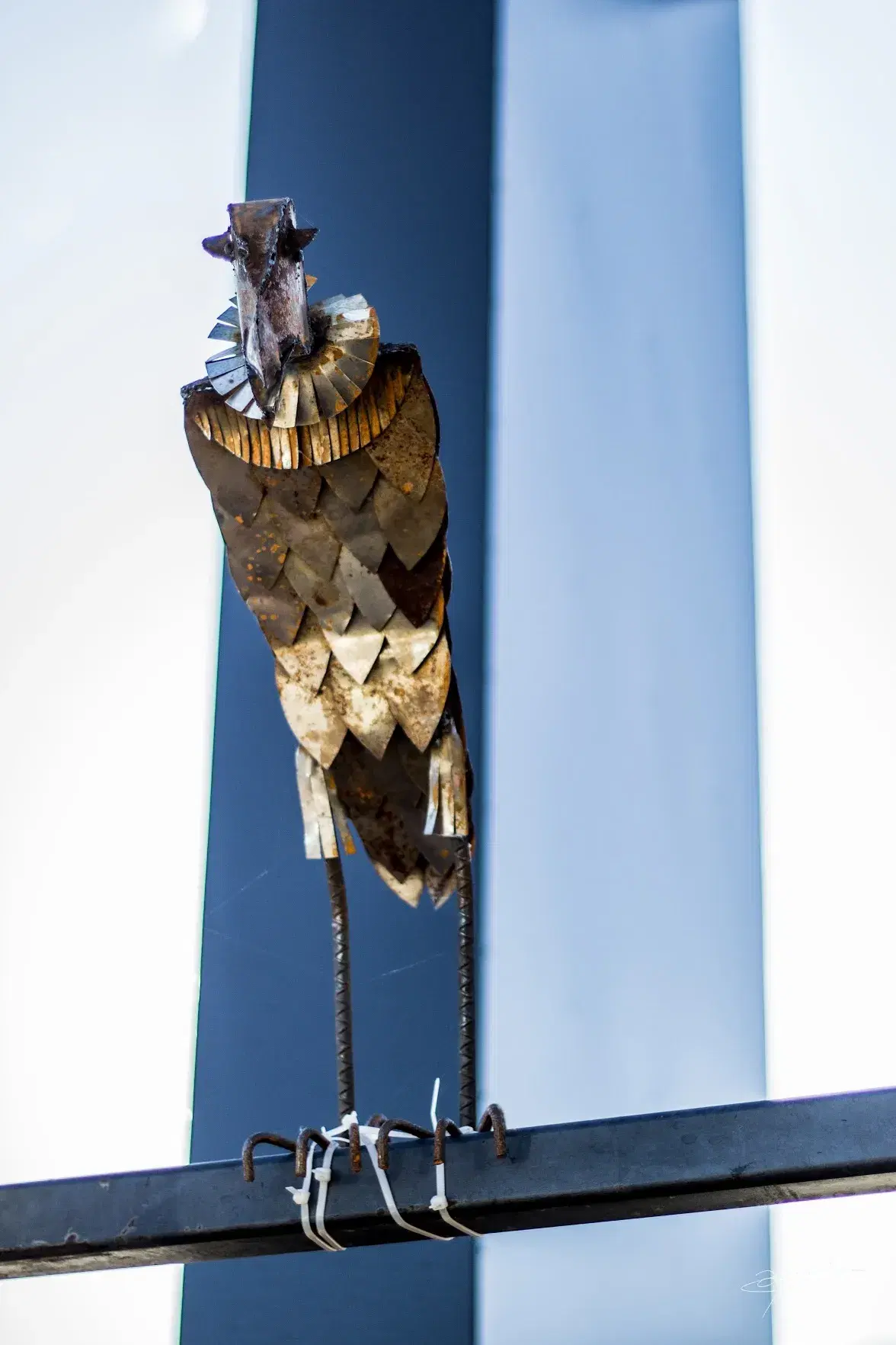 a rustic metal vulture