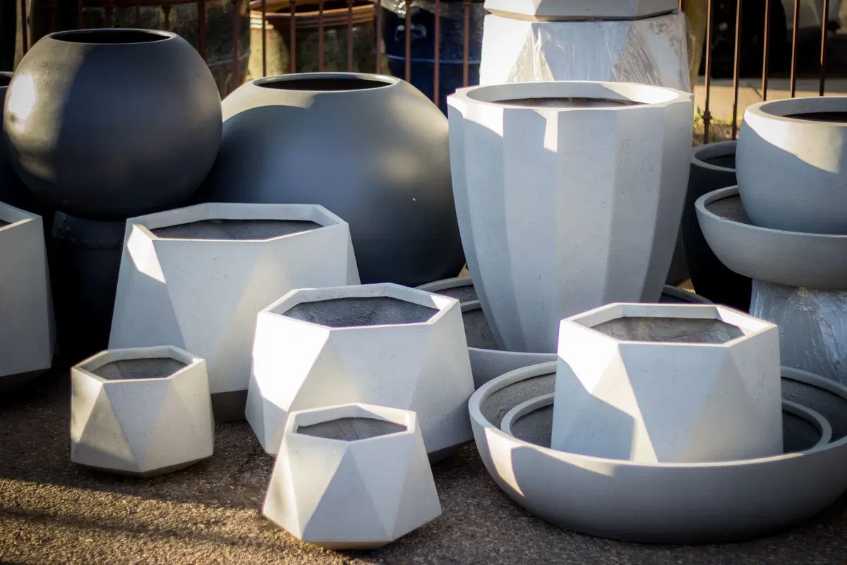 botanicals exclusive pottery display of smaller pots